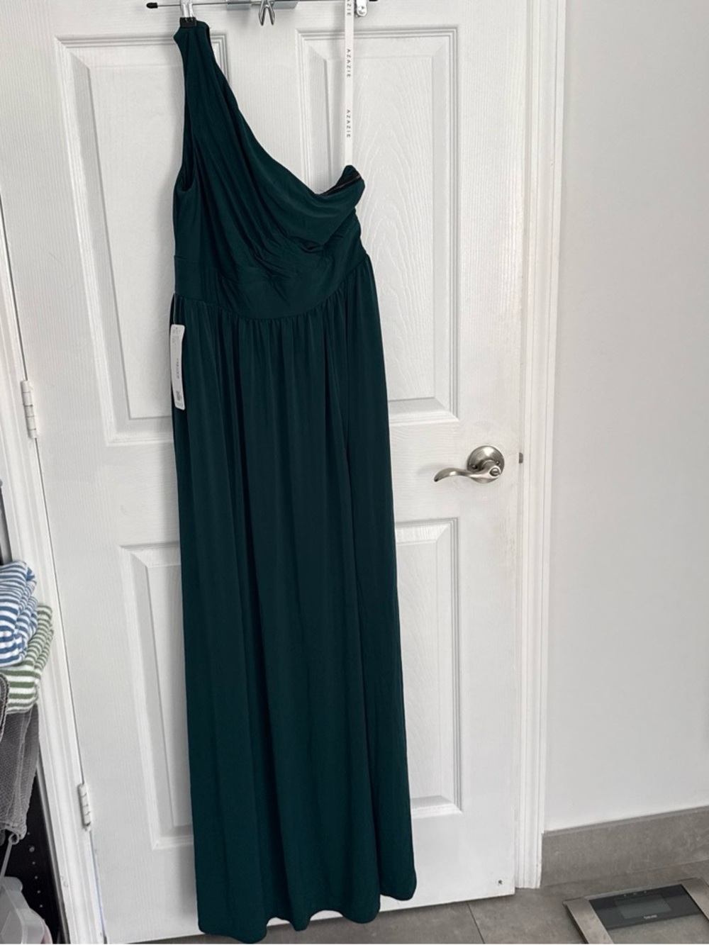 Azazie One-Shoulder Maxi Dress in Teal Green